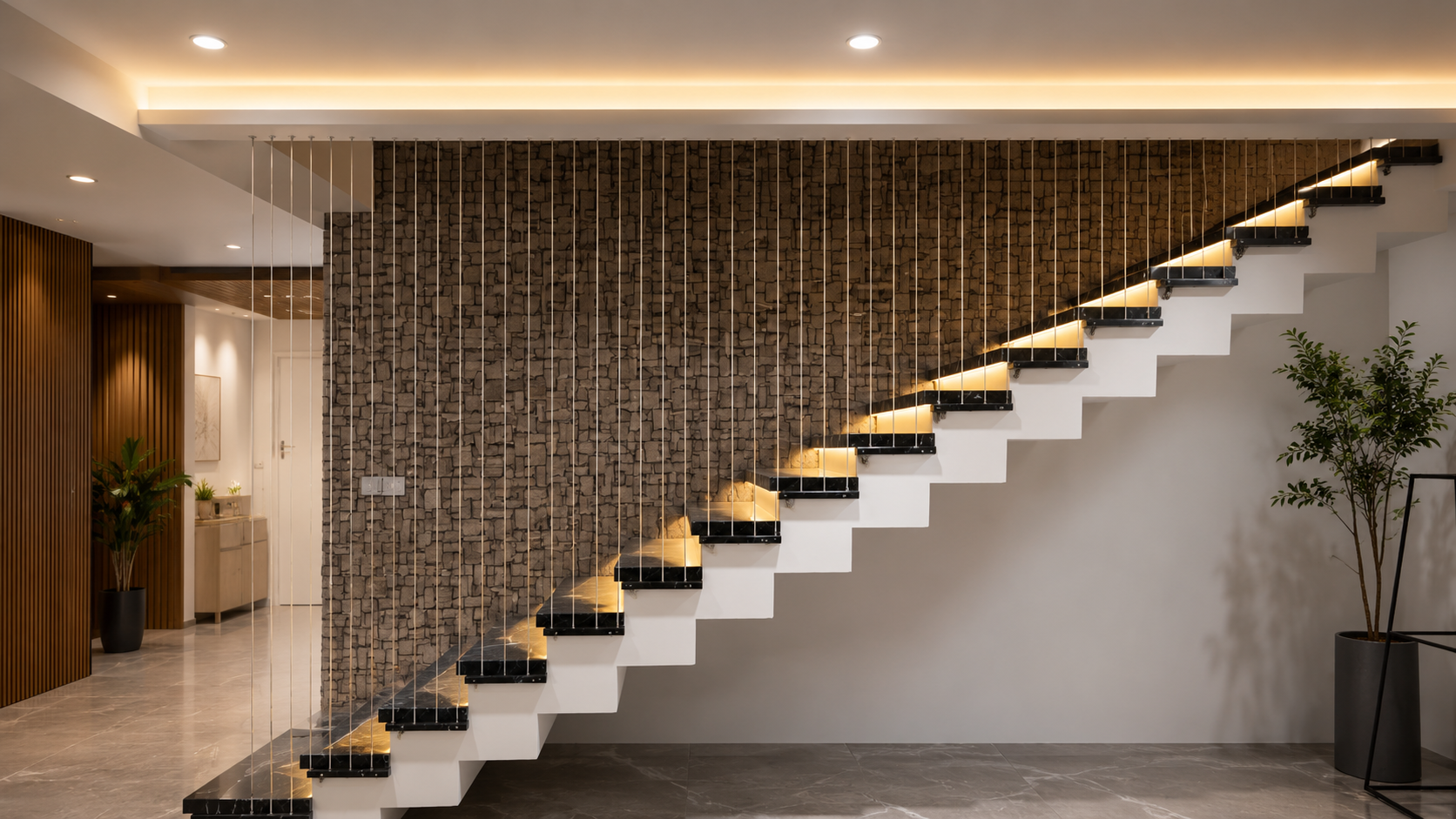 Staircase invisible grill in Chennai — elegant safety grills for staircase by Varahi Enterprises