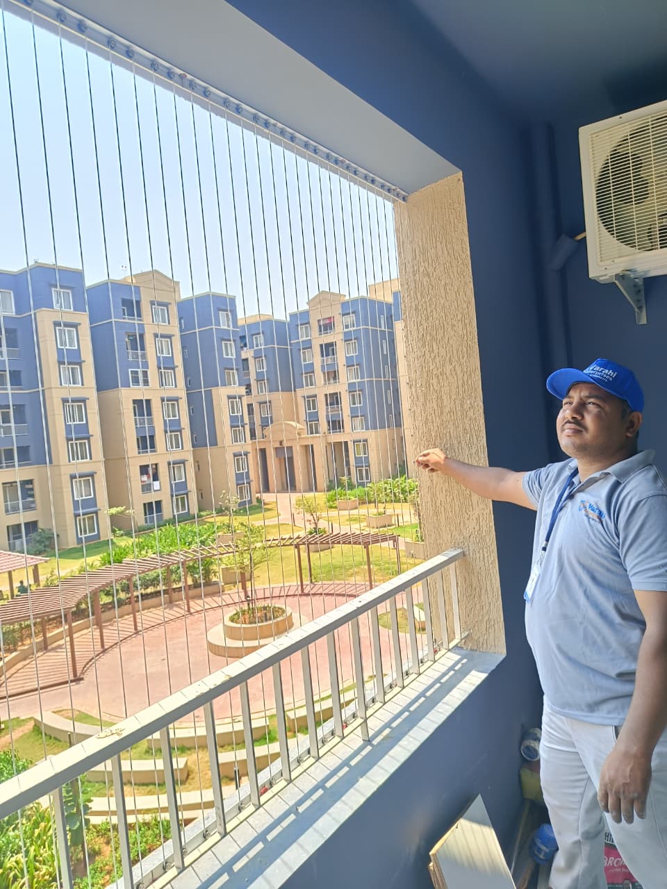 Corner balcony invisible grill Velachery Chennai by Varahi Enterprises