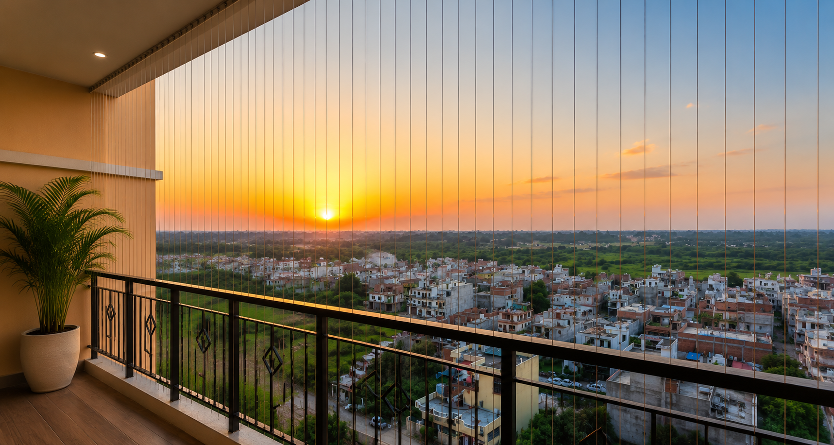 Premium balcony invisible grill installed in Anna Nagar Chennai by Varahi Enterprises