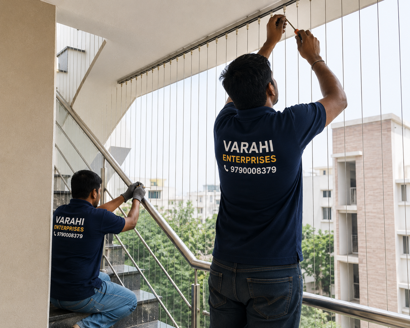 Staircase cable railing Tambaram Chennai by Varahi Enterprises